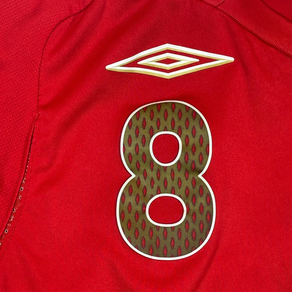 England 2006-2008 Away Football T Shirt Small Red Umbro #8 Frank Lampard - Picture 10 of 15